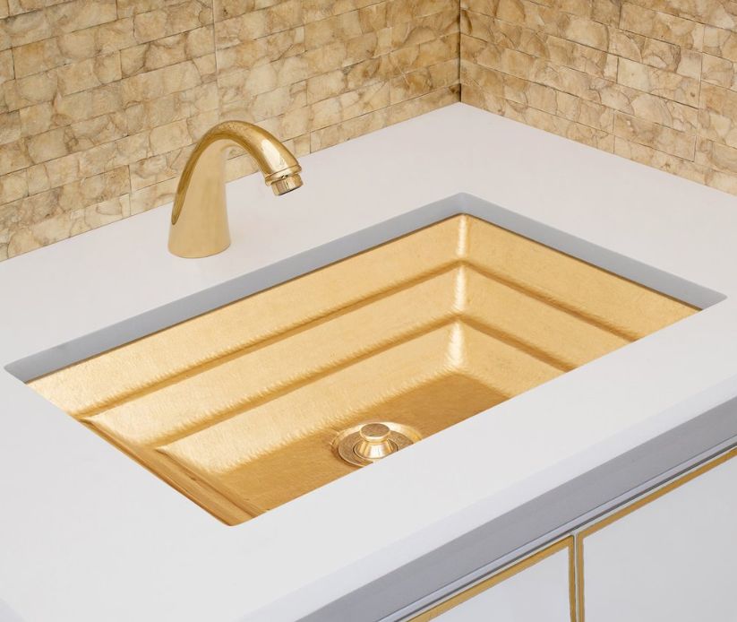 gold sink and faucet photo