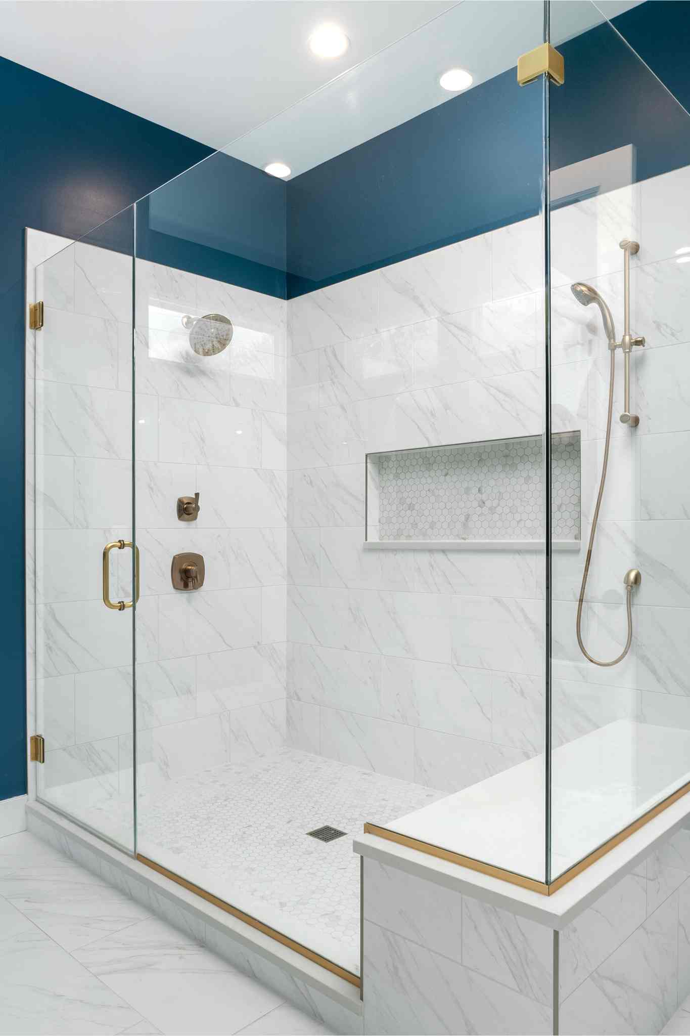 premier plumbing white and gold shower image