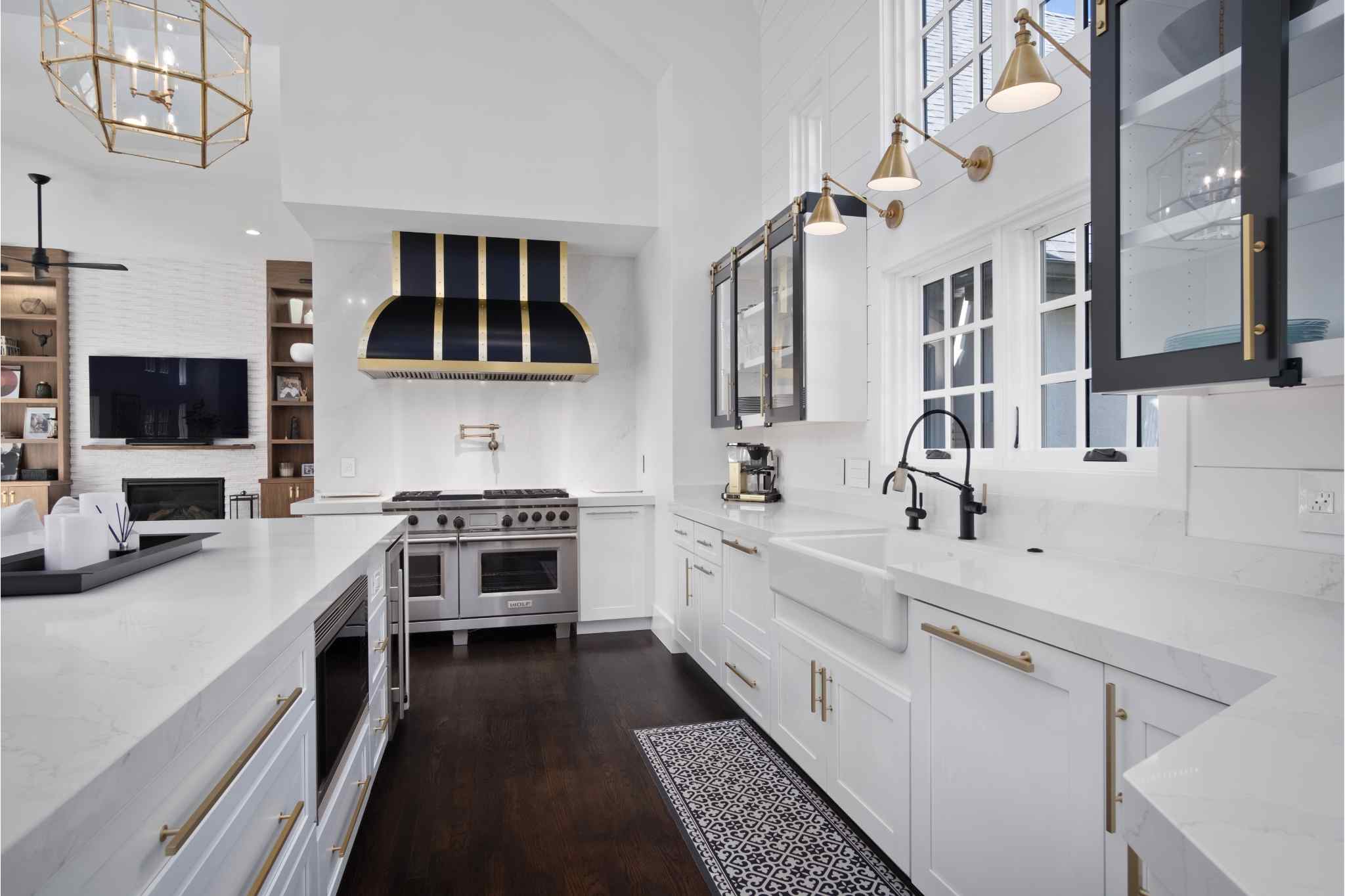 premier plumbing white kitchen with gold accents image