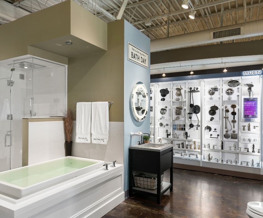 shower and tub premier plumbing showroom image